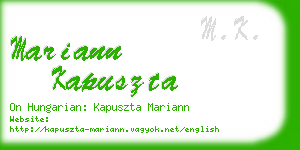 mariann kapuszta business card